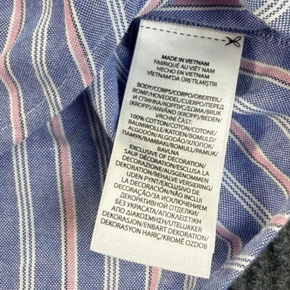 Polo Ralph Lauren Mens 2XB Big & Tall Blue Pink Striped SS Oxford Shirt Cotton